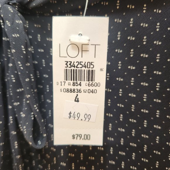 Ann Taylor LOFT Women's 4 Black Cream Dot Print Boat Neck Bow Tank Midi Dress - Picture 4 of 4